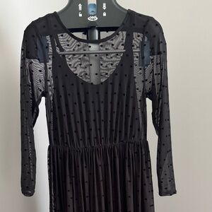 Torrid Black Dot Mesh Midi Dress